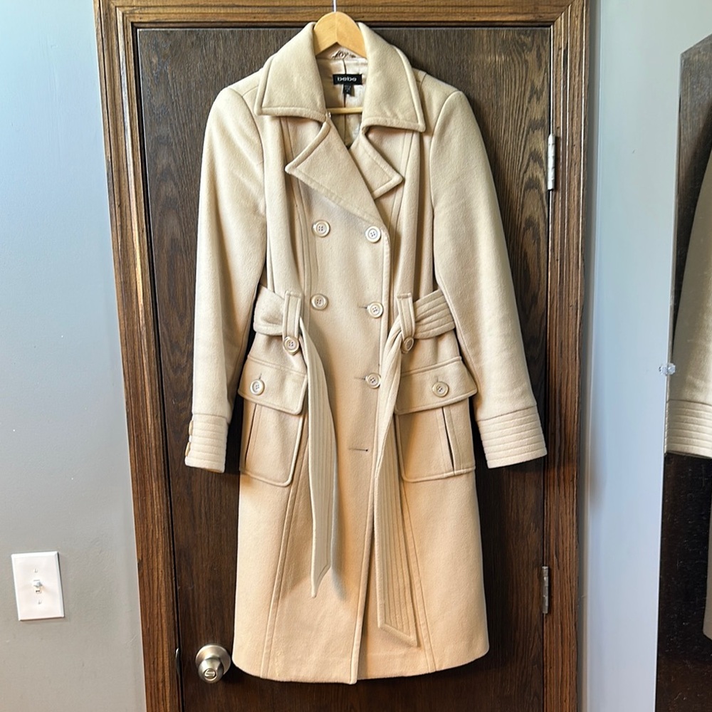 Bebe Wool Cream Double-Breasted Coat